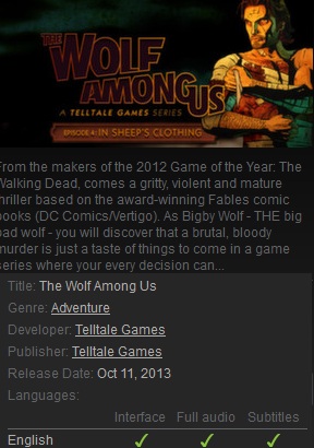 The Wolf Among Us Steam - Click Image to Close